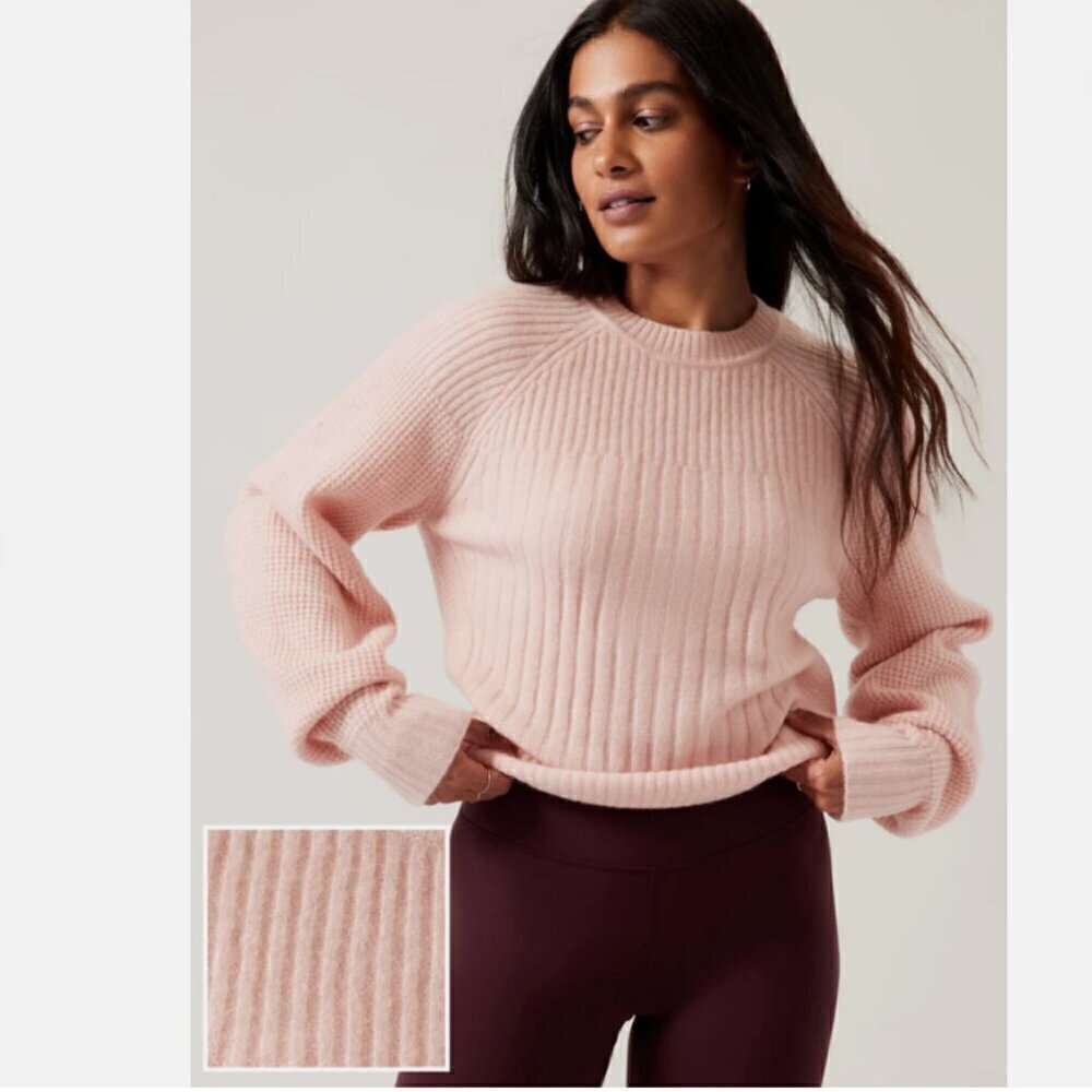 ATHLETA Layover Crew SOFT WOOL Sweater Orchid Pink Plus Size 3X #882538 RT$149